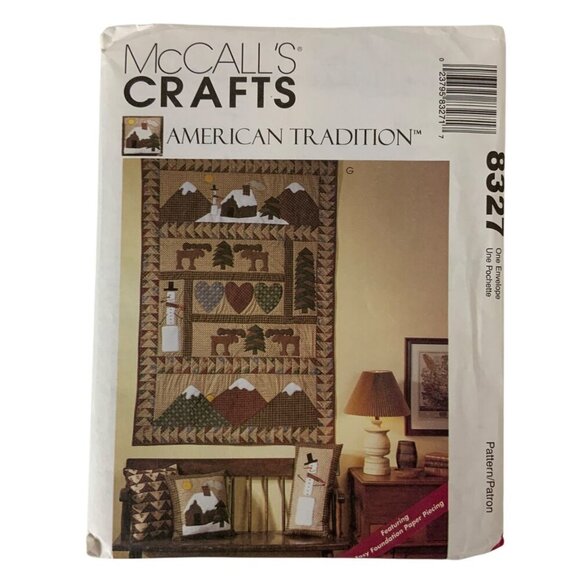 McCalls Crafts 8327 American Tradition Quilt Stocking & Pillow Sewing Pattern - Picture 1 of 3